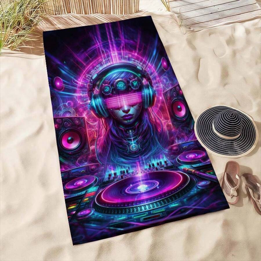 Extra Large Cyberpunk DJ Patte - Beach Towel Large reseña y precio