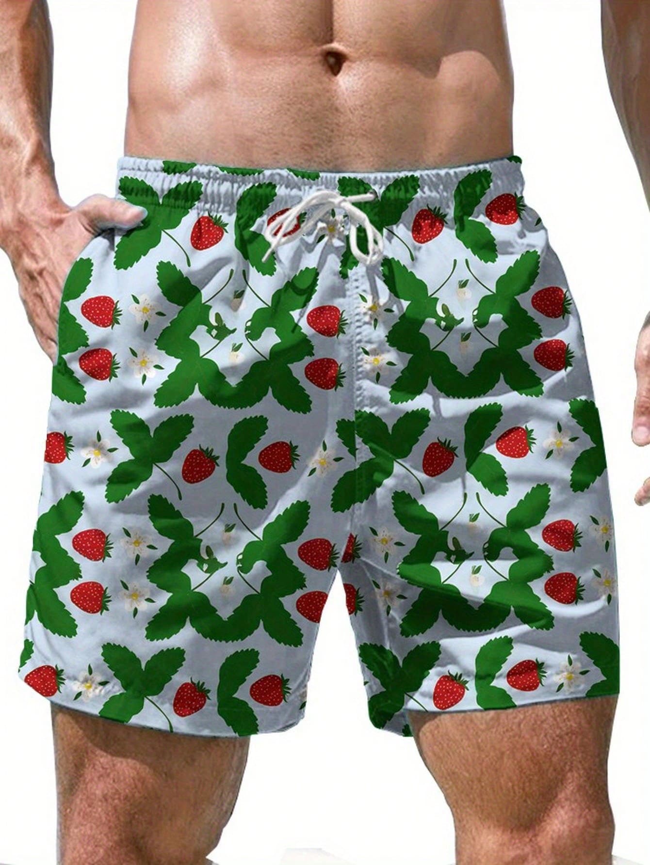 Mens Strawberry Print Beach Sh - Swim Trunk Quick Dry reseña y precio