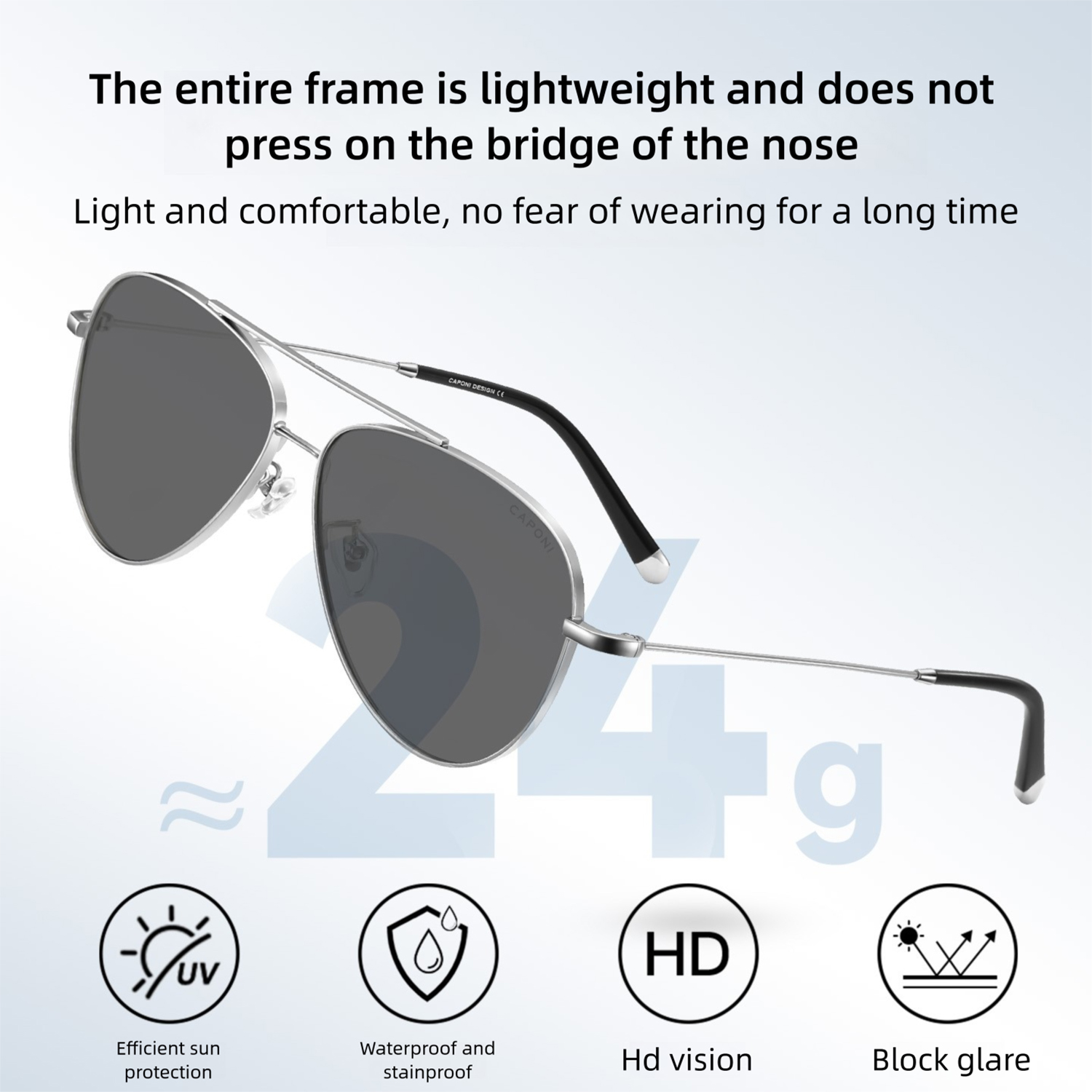 CAPONI Avation Men Polarized S - Sunglasses Aviator Polarized reseña y precio