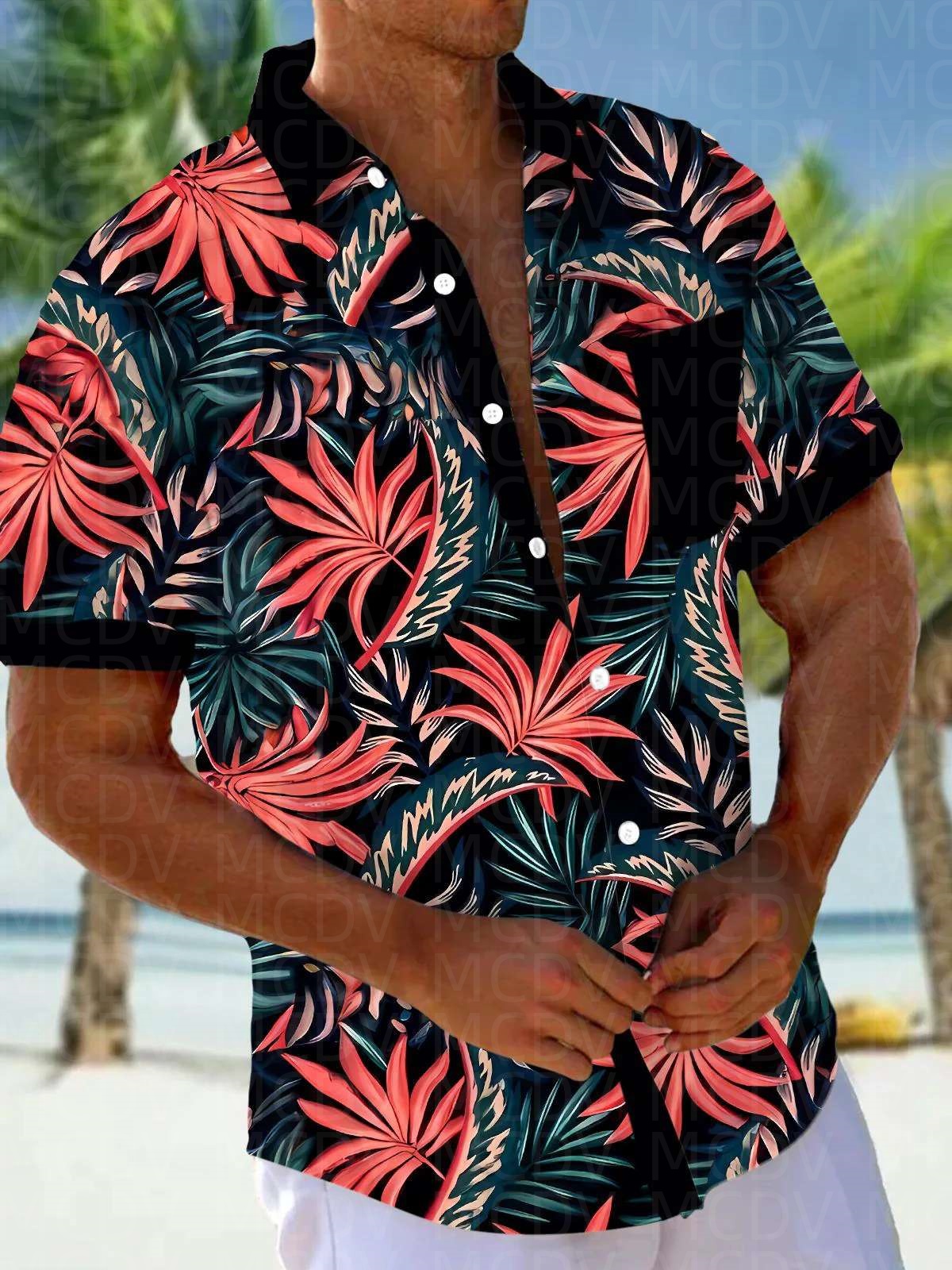 Flag Pattern Style Men's Hawai - Shirt Camp Collar reseña y precio