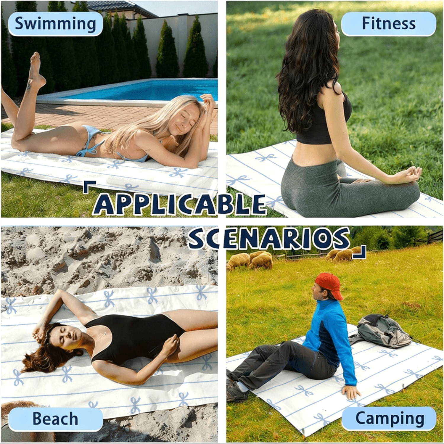 1pc Summer Beach Towel Blue Ri - Beach Towel Large reseña y precio