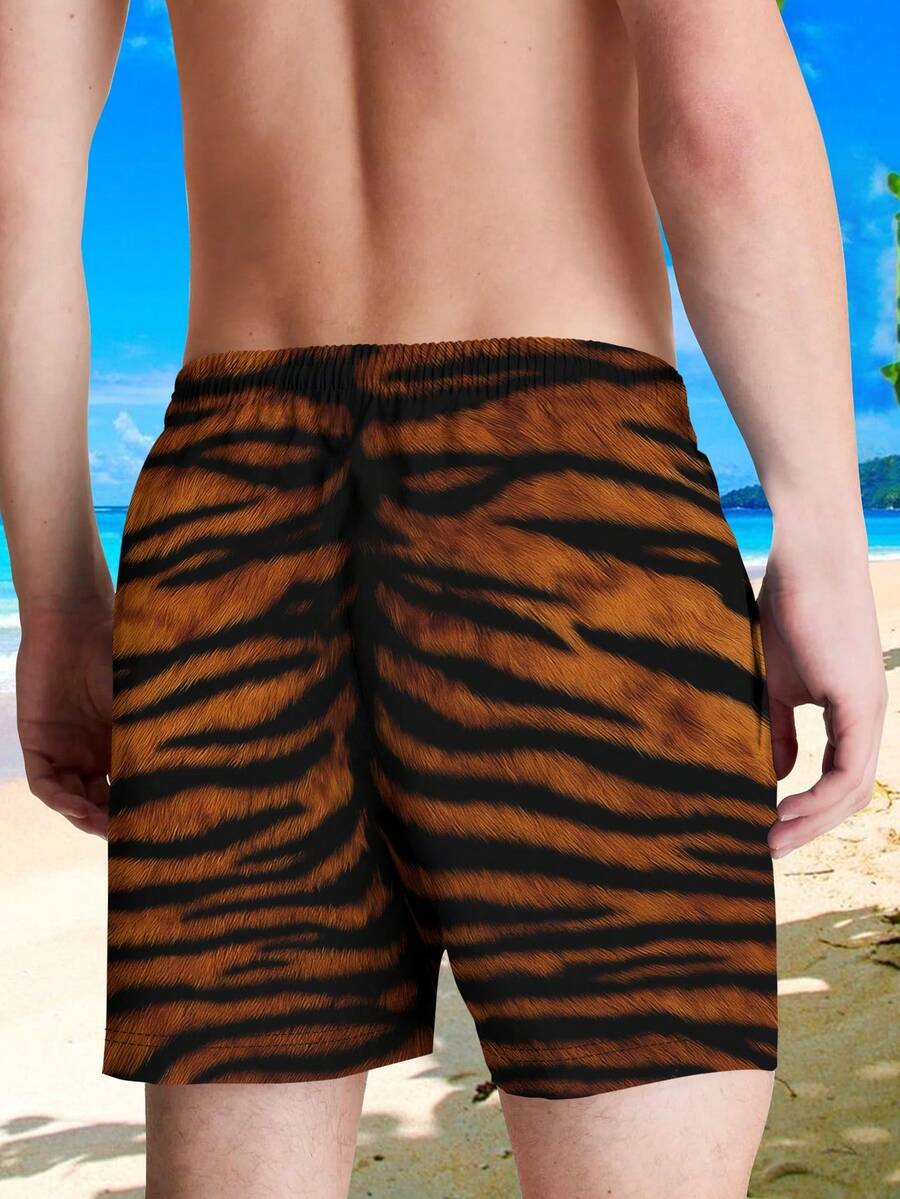 Mens Tiger Print Beach Shorts  - Swim Trunk Quick Dry reseña y precio
