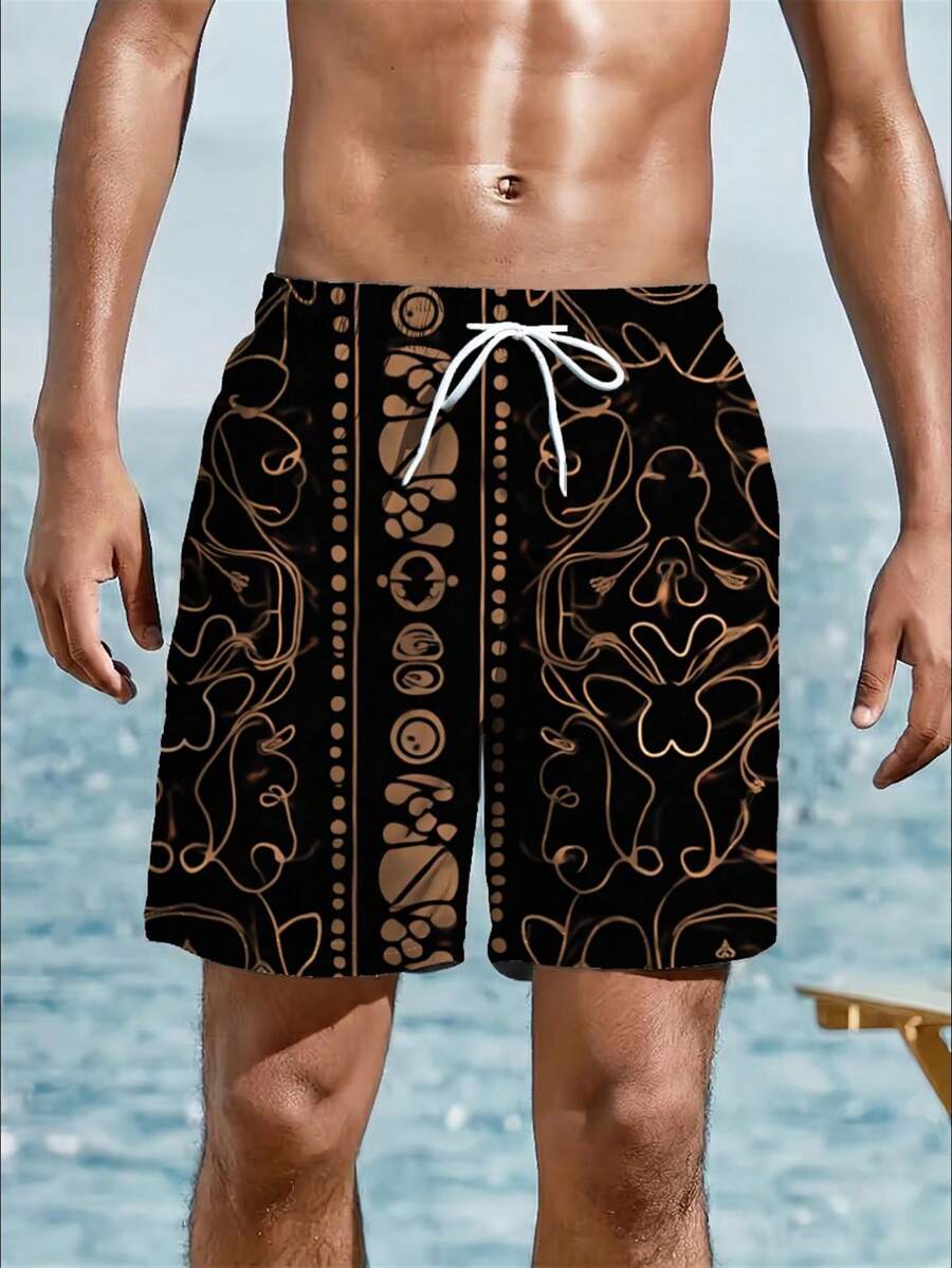 Mens Abstract Geometric Print  - Swim Trunk Quick Dry reseña y precio