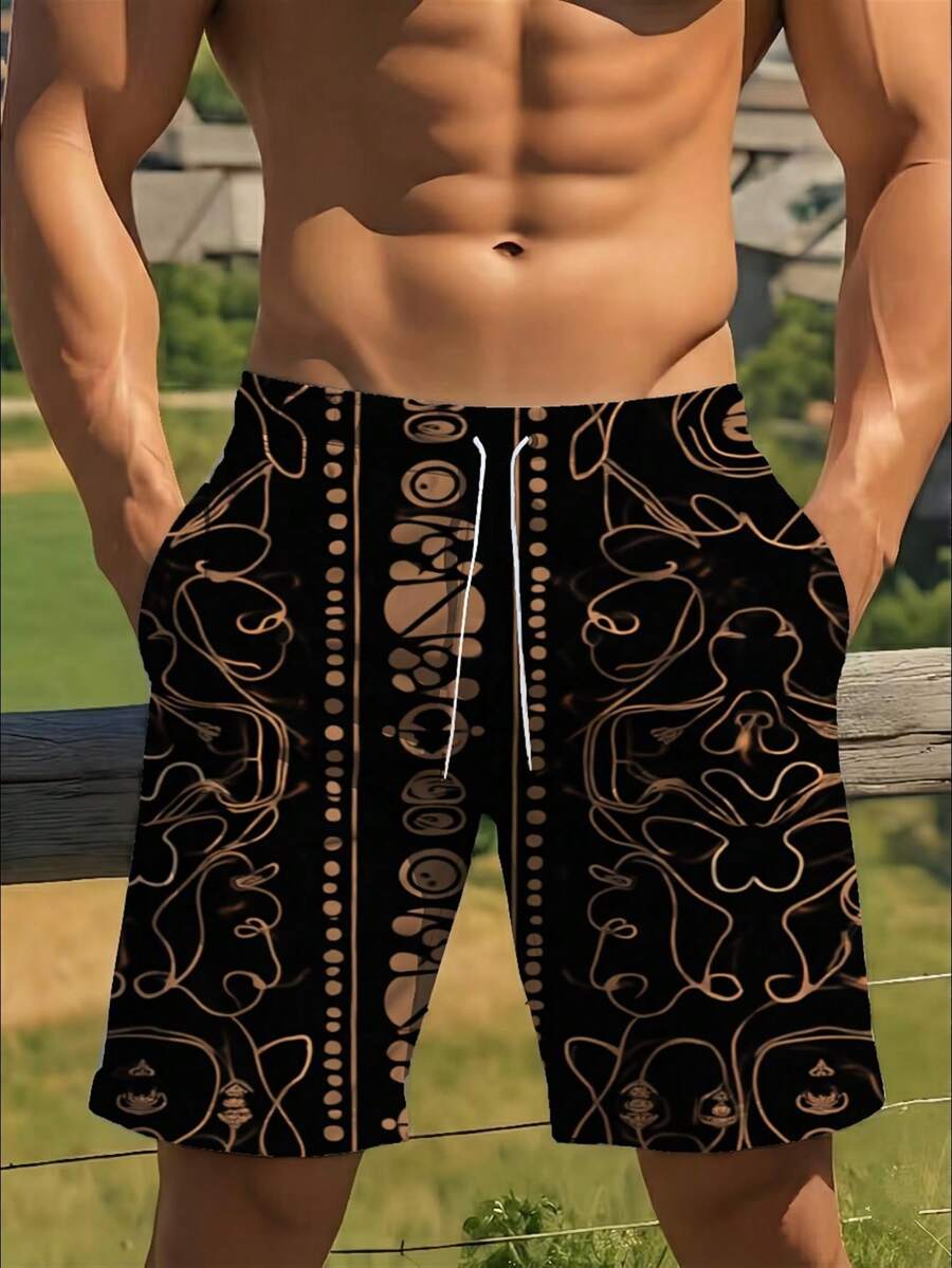 Mens Abstract Geometric Print  - Swim Trunk Quick Dry reseña y precio