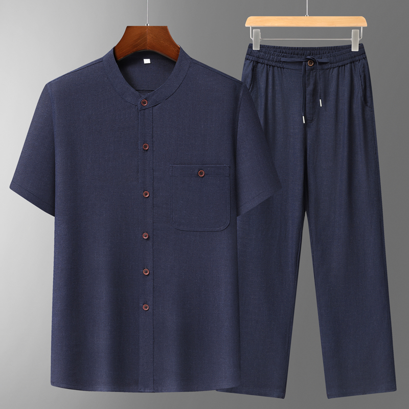Men's Cotton Linen Tang Suit S - Short Linen Drawstring reseña y precio