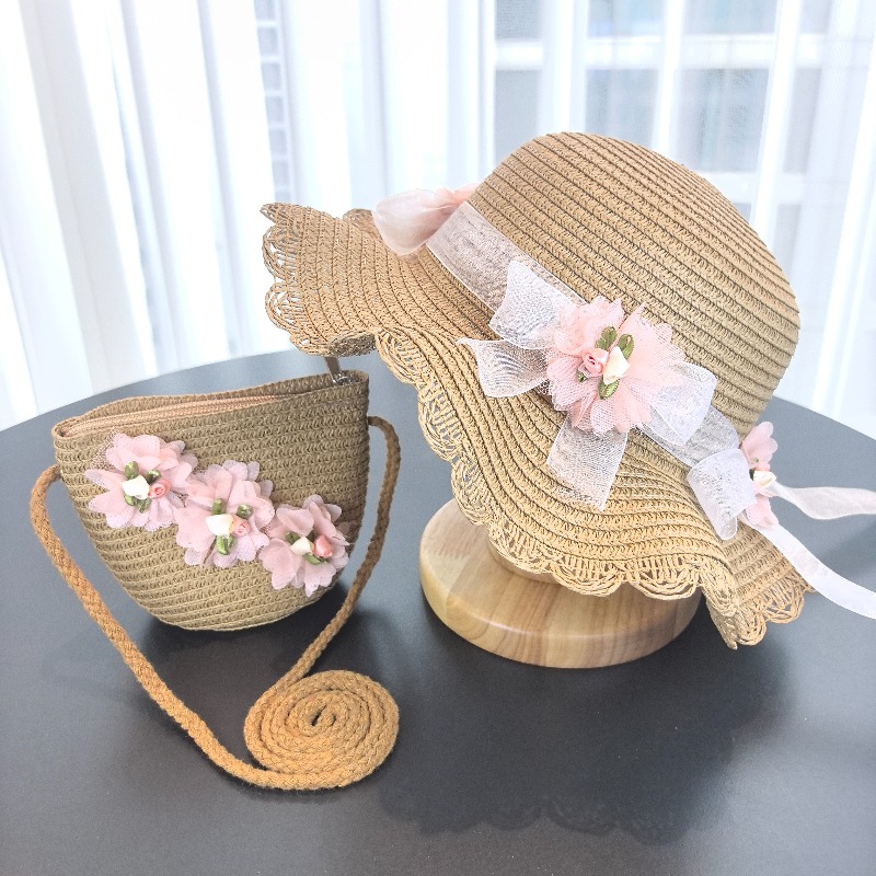 Girls 2pcs Straw Hat Solid Col - Bucket Hat Straw reseña y precio
