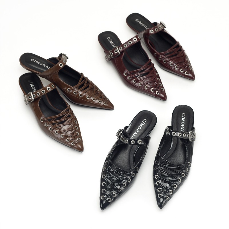 Pointed Toe Lace Up Women Slip - Casual Sandal Leather reseña y precio