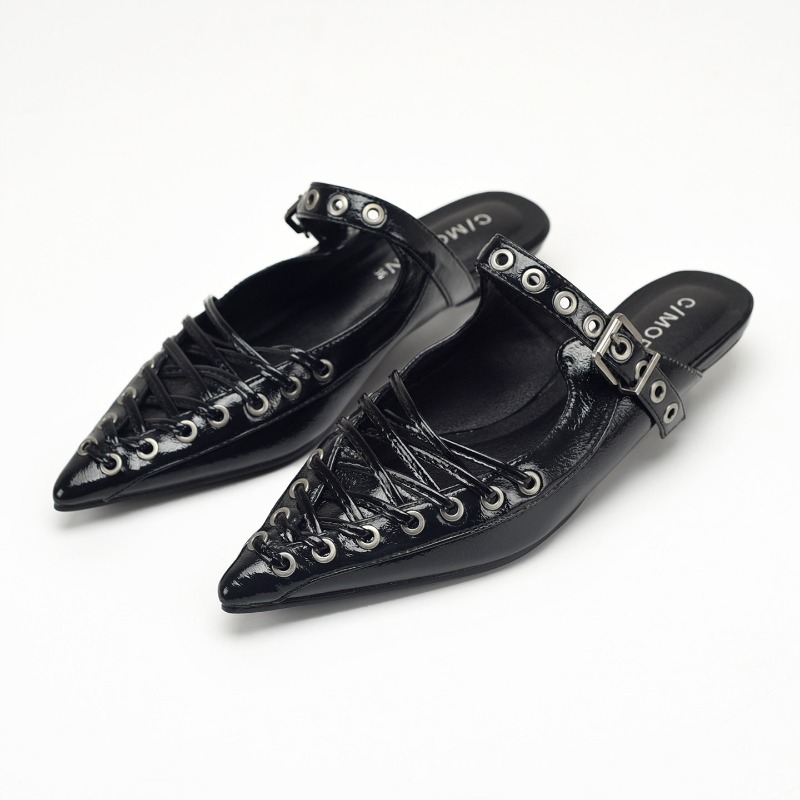 Pointed Toe Lace Up Women Slip - Casual Sandal Leather reseña y precio